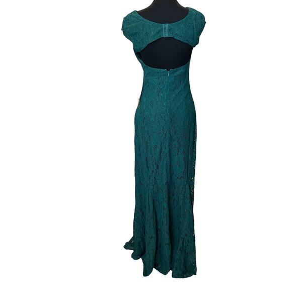 New ~ LULU'S ~ Cascading Dreams Emerald Green Lace Maxi Dress Small - Picture 7 of 9